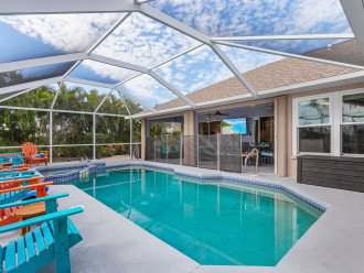 HEATED POOL AND HOT TUB/SPA (a year-long heated private pool and hot tub/spa, fully enclosed with a pool cage, 65" smart TV, watch TV from the pool)
