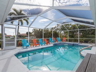 HEATED POOL AND HOT TUB/SPA (a year-long heated private pool and hot tub/spa, fully enclosed with a pool cage, 65" smart TV, watch TV from the pool)