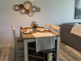 Dining table with built-in wine rack
