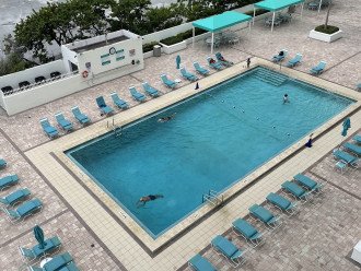 View of the pool from the balcony