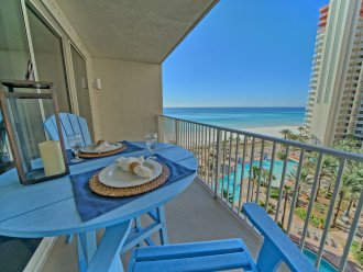 Enjoy dining and views from this balcony