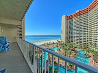 View of the Gulf of Mexico and the lagoon style pool from the amazing double balcony