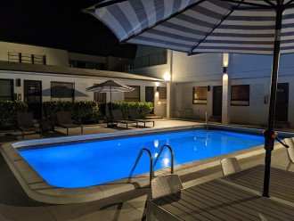 Alternative view of pool at night.