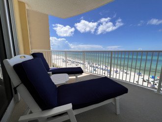 Huge balcony with relaxing loungers