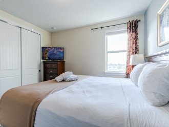 Queen bed with smart tv