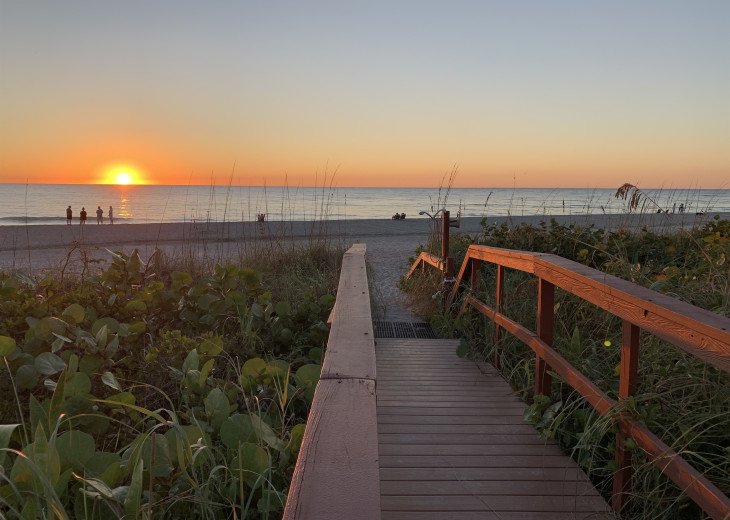 Enjoy many beautiful gulf sunsets on this gorgeous beach just steps from the condo!