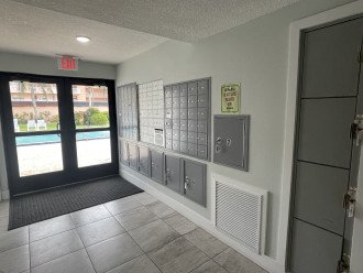 Mailroom and renovated pool bathro