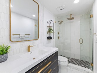 the Ensuite is fitted w/ gold fixtures