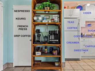 Unique coffee station for coffee lovers. Nespresso, Keurig, French press, drip.