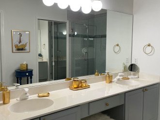Master Bathroom features his/her sinks and lots of counter space