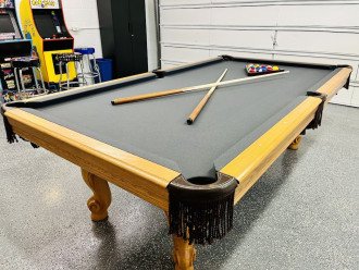 Pool table with balls/sticks