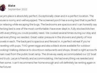 Airbnb review from our first guest