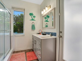King Bathroom On-Suite with a exterior door to the patio for easy access.