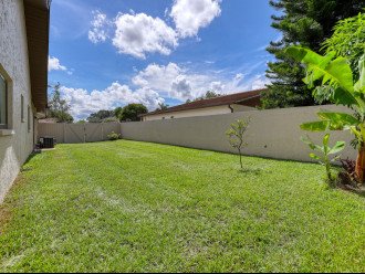 Fully fenced side yard for dogs