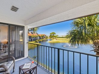 Balcony off the living room/ Master Bedroom: overlooking the lake & water feature.