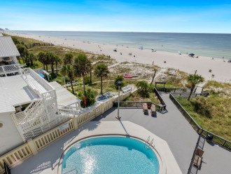 View from the balcony overlooks the pool & offers a gorgeous view of the Gulf of Mexico.