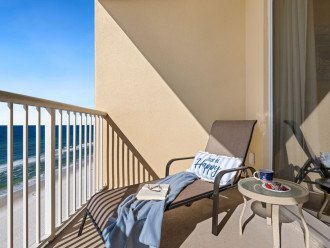 Balcony offers a lounge chair & Table with seating for 4 & that amazing view of the Gulf.
