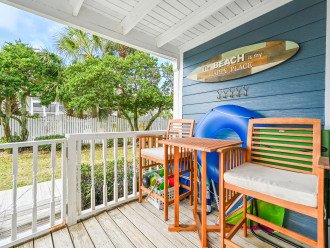 This bistro table and chairs provide the perfect spot to relax, take in the peak-a-boo views of the Gulf. Use the Beach/pool toys for your enjoyment. Perfect for a romantic evening or relaxing afternoon, this setup is sure to create lasting memories.
