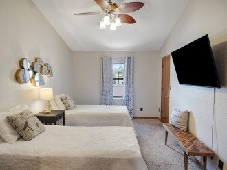 Twin Bedroom w/ TV & Large Closet Space
