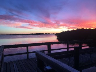 Sunset front fishing pier
