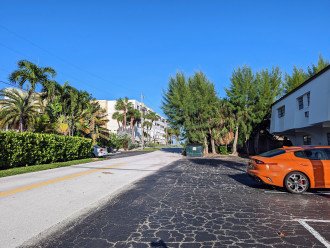 Wide view of our driveway with beach trail in sight..