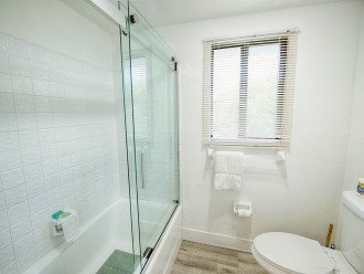 Private tub/shower and toilet combination