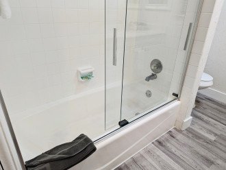 Bathroom with tub/shower combo.