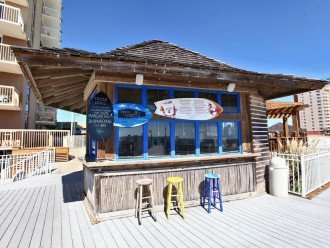 Tiki hut. Serves Food and Drinks