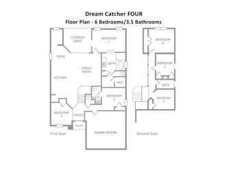 Floor Plan - Dream Catcher FOUR (The following bedrooms and bathrooms are labeled per this plan.)