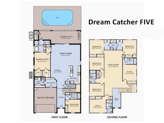 Floor Plan - Dream Catcher FIVE (The following bedrooms and bathrooms are labeled per this plan.)