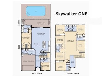 Floor Plan - Skywalker ONE (The following bedrooms and bathrooms are labeled per this plan.)