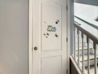 Just Past the Entryway and Stairs is the Baby Yoda Playroom!
