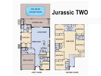Floor Plan - Jurassic TWO (The following bedrooms and bathrooms are labeled per this plan.)