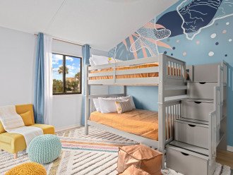 Welcome to the kids bunk room. Two full sized beds can sleep up to 4
