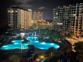 The Lagoon Pool dazzles by night!