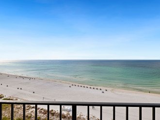 Enjoy the breathtaking view of the emerald-hued waters of the Gulf of Mexico right from the living room, balcony, and Primary Bedroom.