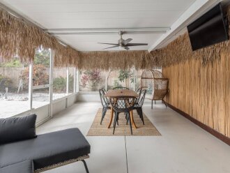 Tiki room with outdoor seating