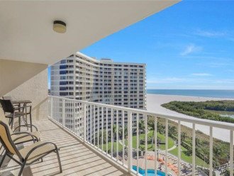Large patio with views of the sea and pool on 12th floor