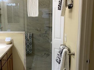 Master bathroom with soap and shampoo