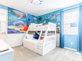 Bedroom 7 is Nemo-themed! with a twin-over-double bunk bed + a double trundle pullout!