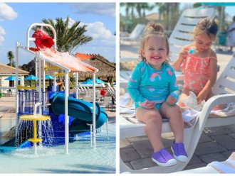 Kids love the splash pool, lazy river, and water slides at the Oasis Club.
