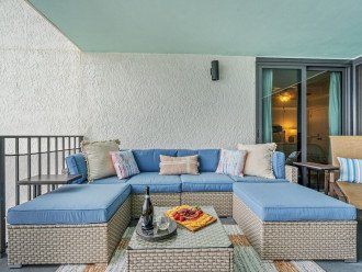 Find your place on the comfy balcony sofa.