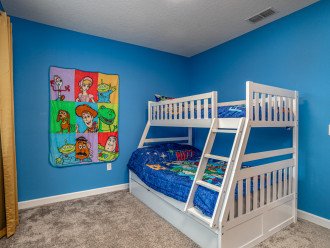 To infinity and beyond in your bunk beds. There is a secret pull out bed in the