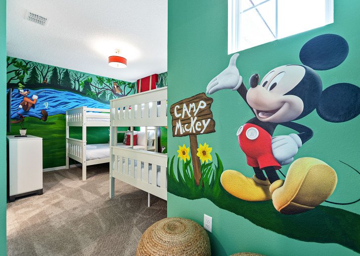 Mickey Mouse themed twin bedroom