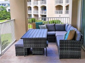 Large balcony with comfortable seating