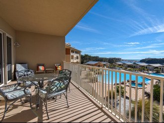Large private balcony with pool and Gulf view