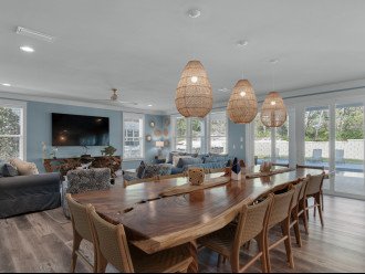 Dining area with unique custom dining table