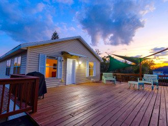sunset over large deck