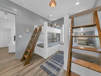 3rd Floor Custom Bunk Room with Two Twin/Twin Bunks and One Twin/Queen Bunk