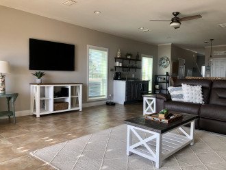 open kitchen, living, dining area with gulf view